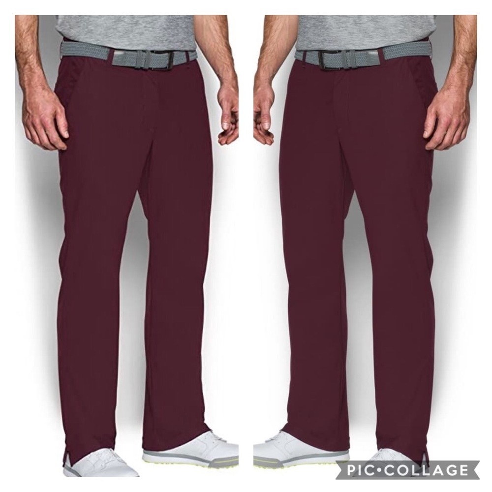 Under Armour Ua Golf Threadborne Maroon Polyester Pants Sz 32x34 - Picture 1 of 5